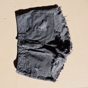 High Waisted Black Jean Shorts